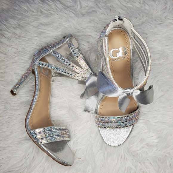 Gianni Bini Shoes Gianni Bini Silver Embellished Tiefront Prom